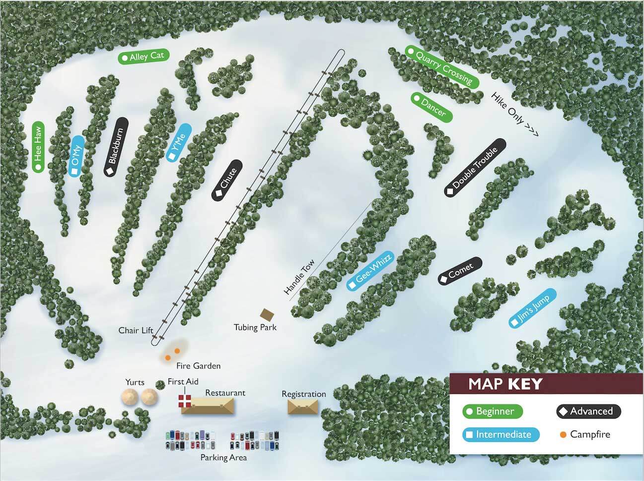 Christmas Mountain Village Skiing & Tubing Map