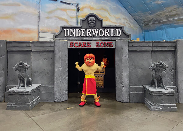 The Underworld scare zone entrance at Mt. Olympus